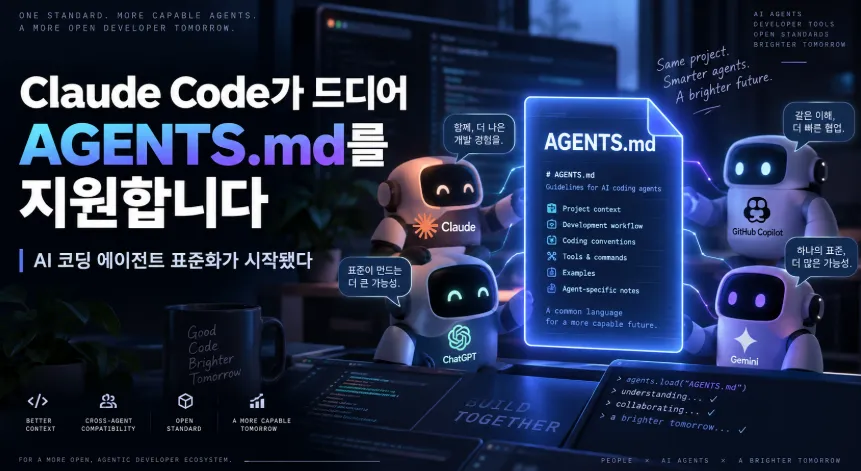 Claude Code가 드디어 AGENTS.md를 지원합니다 — AI 코딩 에이전트 표준화가 시작됐다